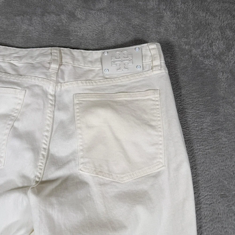 Tory Burch Jeans Womens 32 White Cropped Skinny Low Rise Denim‎ Pants
